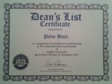 Petar's Dean's List Certificate